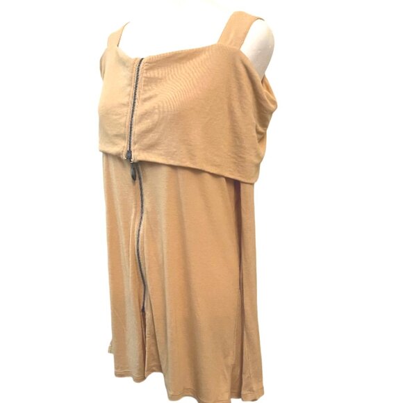 Soft Surrounding Golden Yellow Cold Shoulder Long sleeve Front Zip Top Size XS - Picture 5 of 9